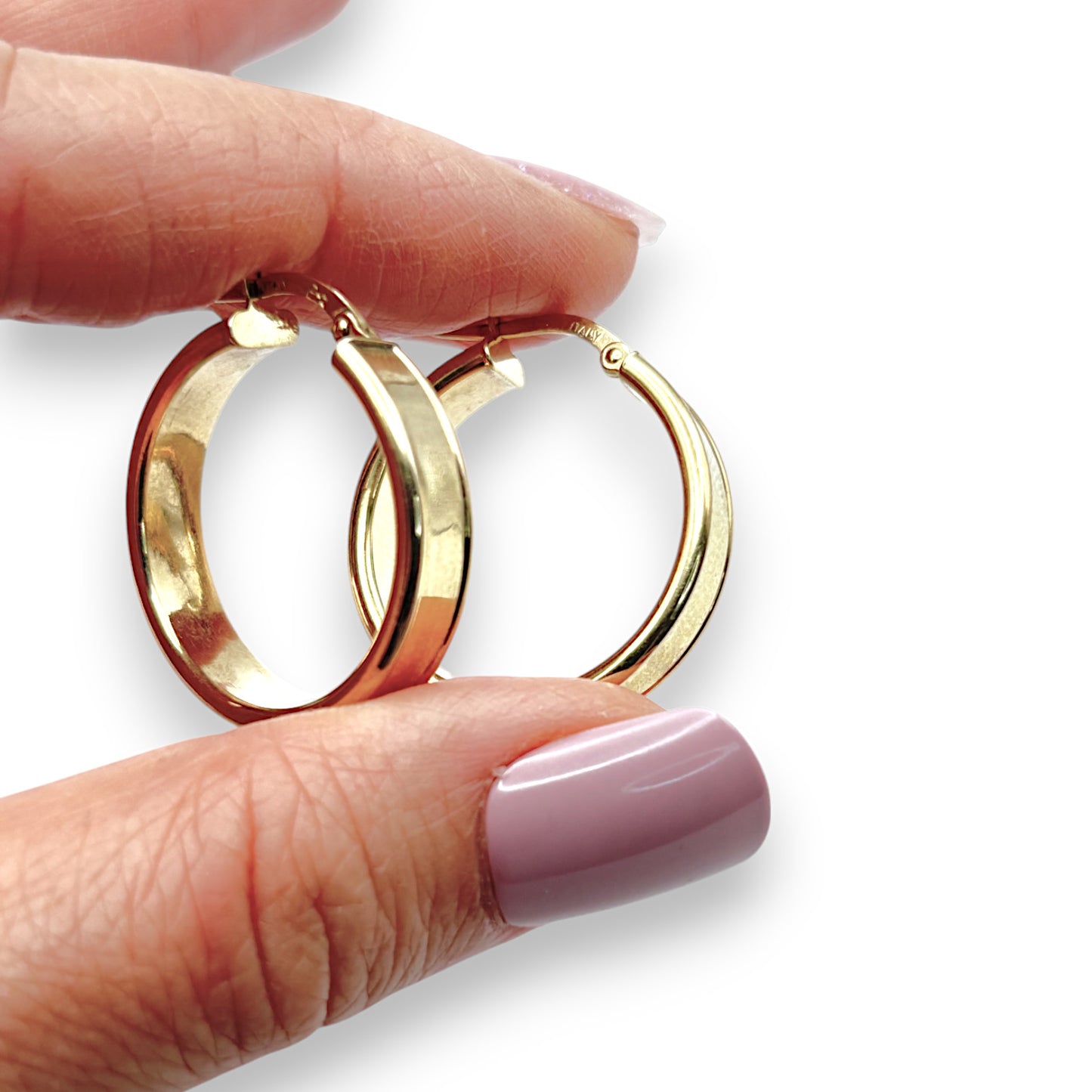 9ct Gold Wide Hoop Earrings R # 329