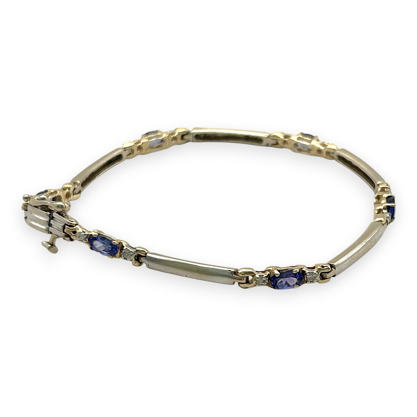 NZGD | 9ct Gold Vintage Aurora Tanzanite Line Bracelet Valuation $6,150