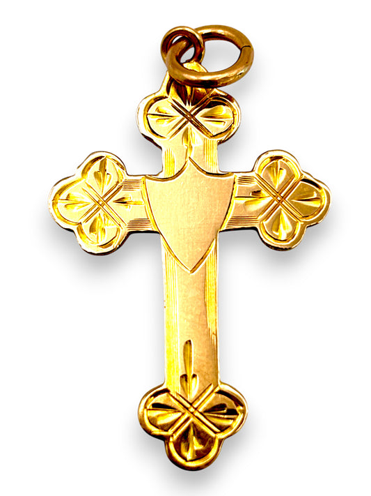 9ct Gold Flat Cross Pendant. R # 330