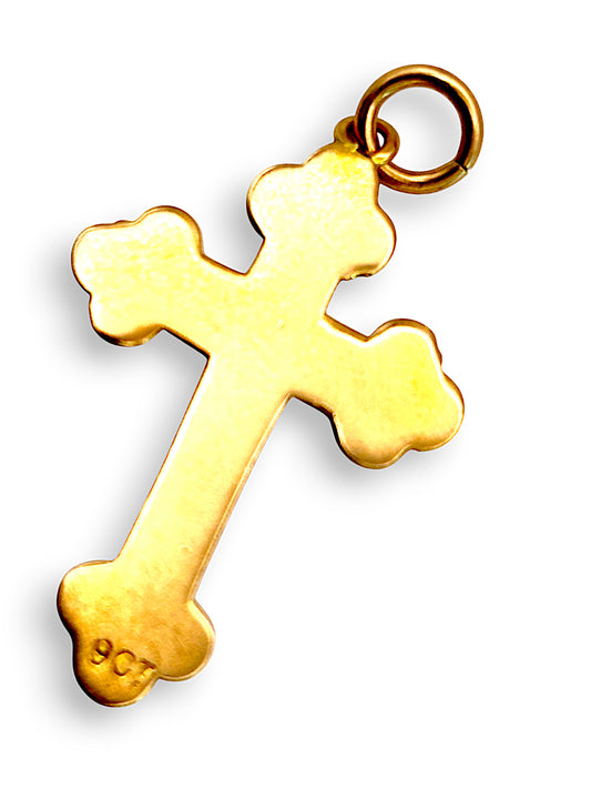 9ct Gold Flat Cross Pendant. R # 330