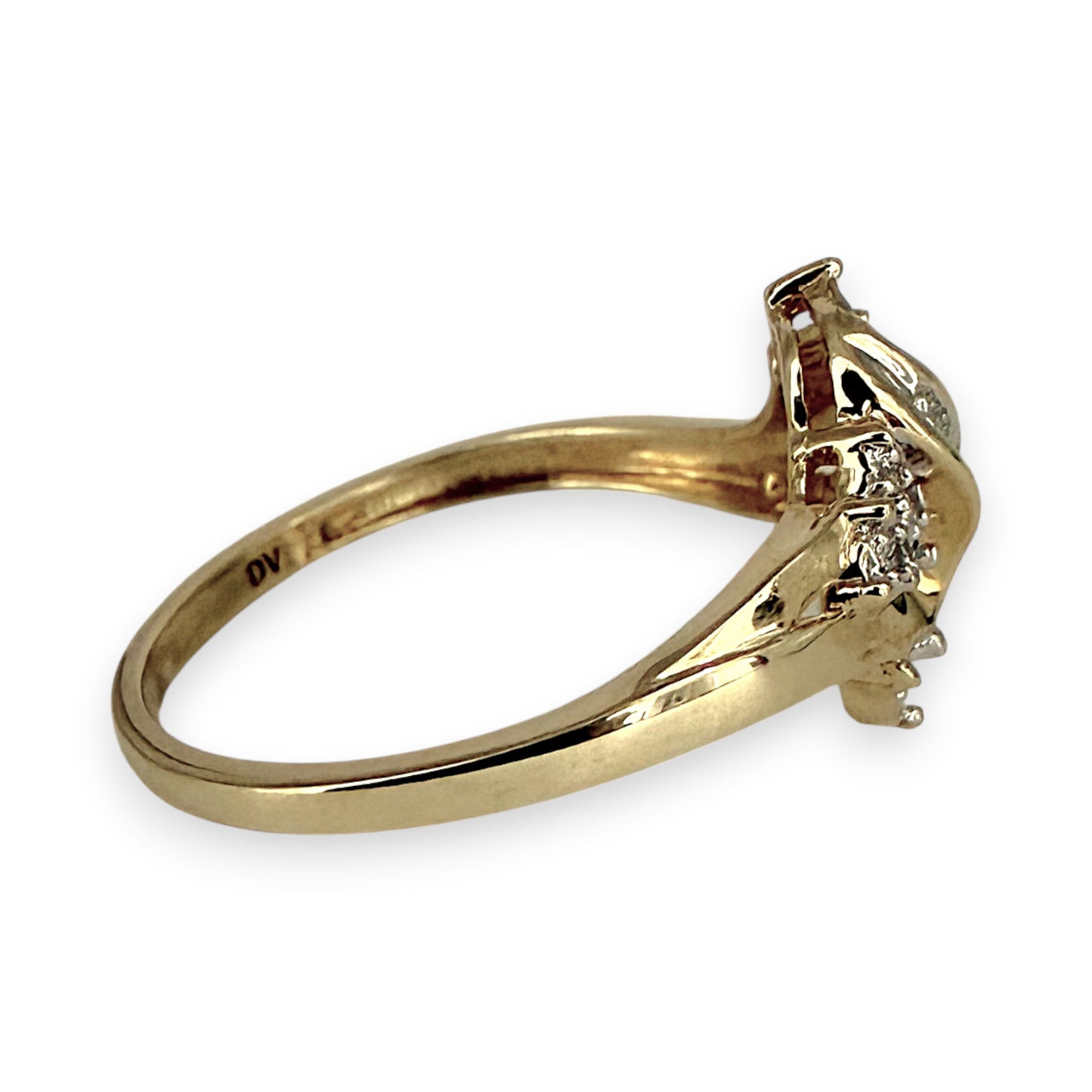 NZGD| 9ct Gold Golden Petal Diamond Ring Size P