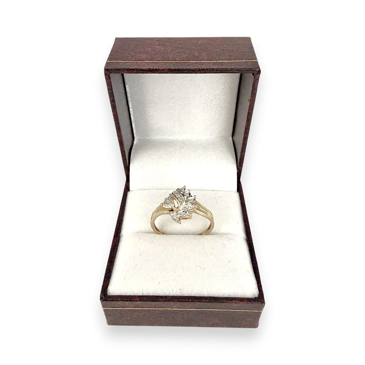 NZGD| 9ct Gold Golden Petal Diamond Ring Size P