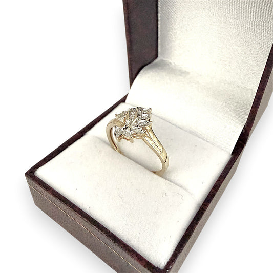 NZGD| 9ct Gold Golden Petal Diamond Ring Size P