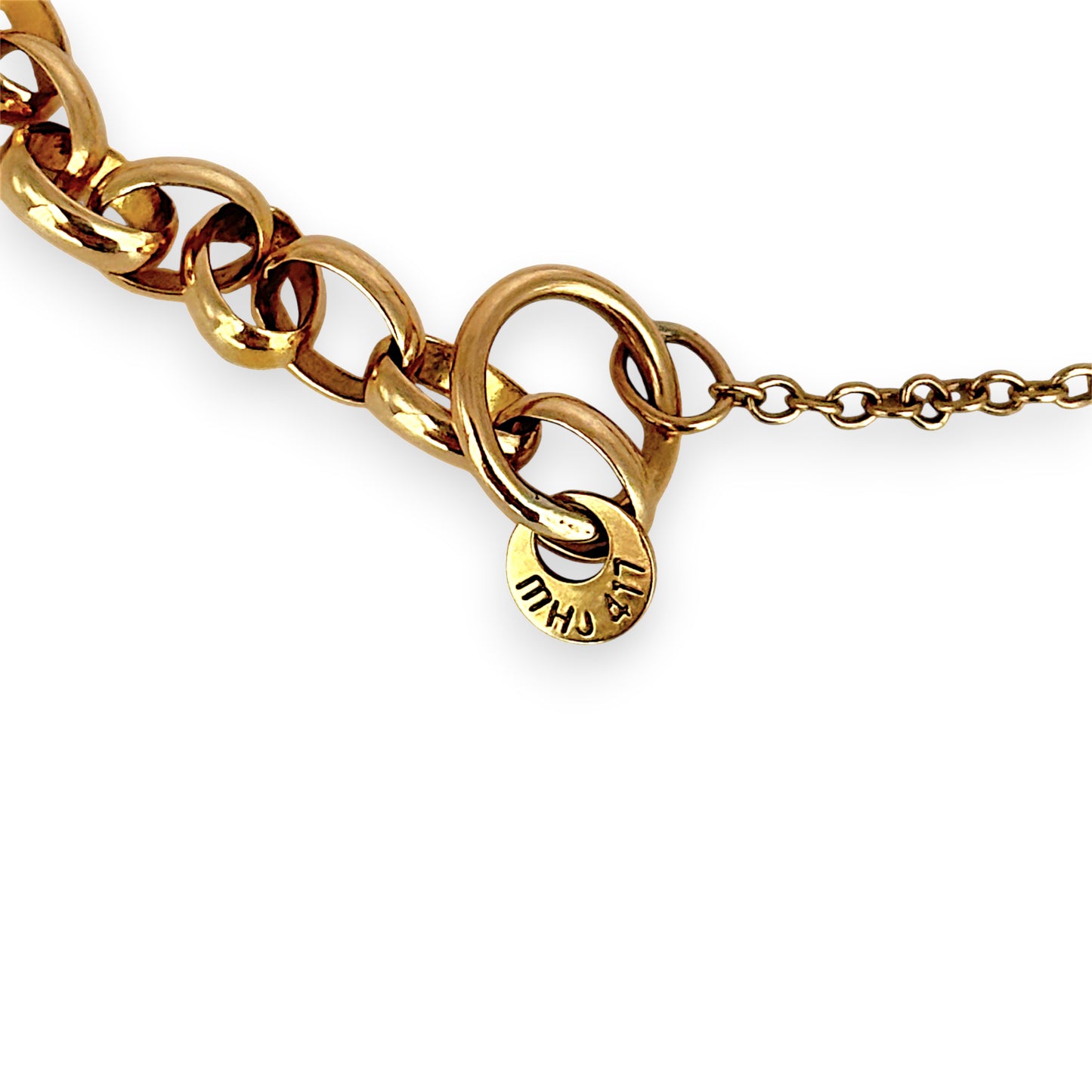 NZGD | MHJ 10ct Gold Vintage‑Style Bracelet with Heart Padlock & Fish Charm