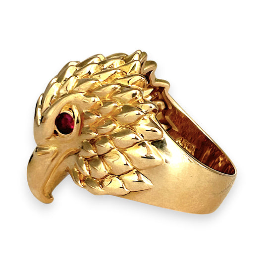 GOLD DEAL | 14kt Gold King of Skies – Ruby Eagle Ring Size R