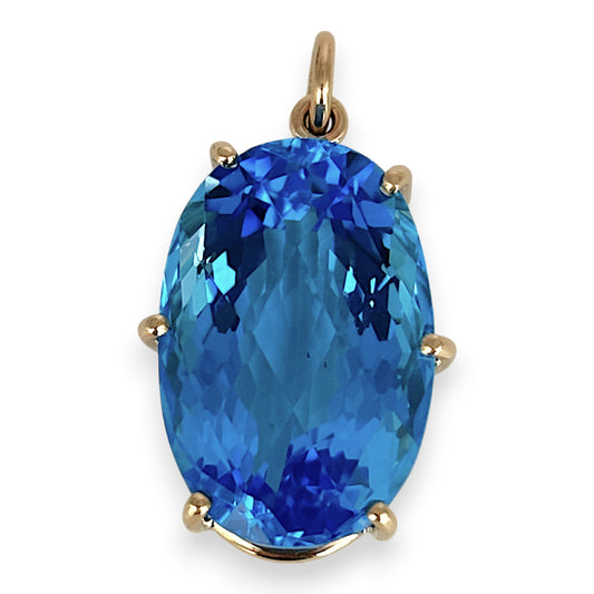 GOLD DEAL | Statement 31.07ct Blue Topaz Pendant in 9ct Gold Valuation $3,900