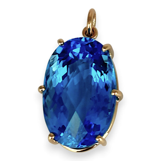 GOLD DEAL | Statement 31.07ct Blue Topaz Pendant in 9ct Gold Valuation $3,900