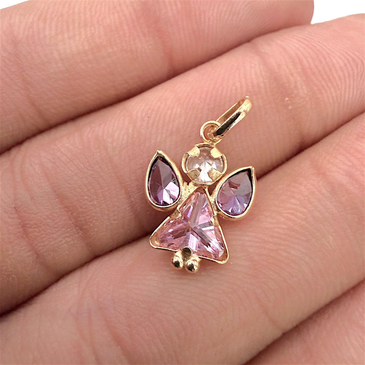 BRAND NEW | 9ct Gold Golden Guardian Angel CZ Pendant / Charm