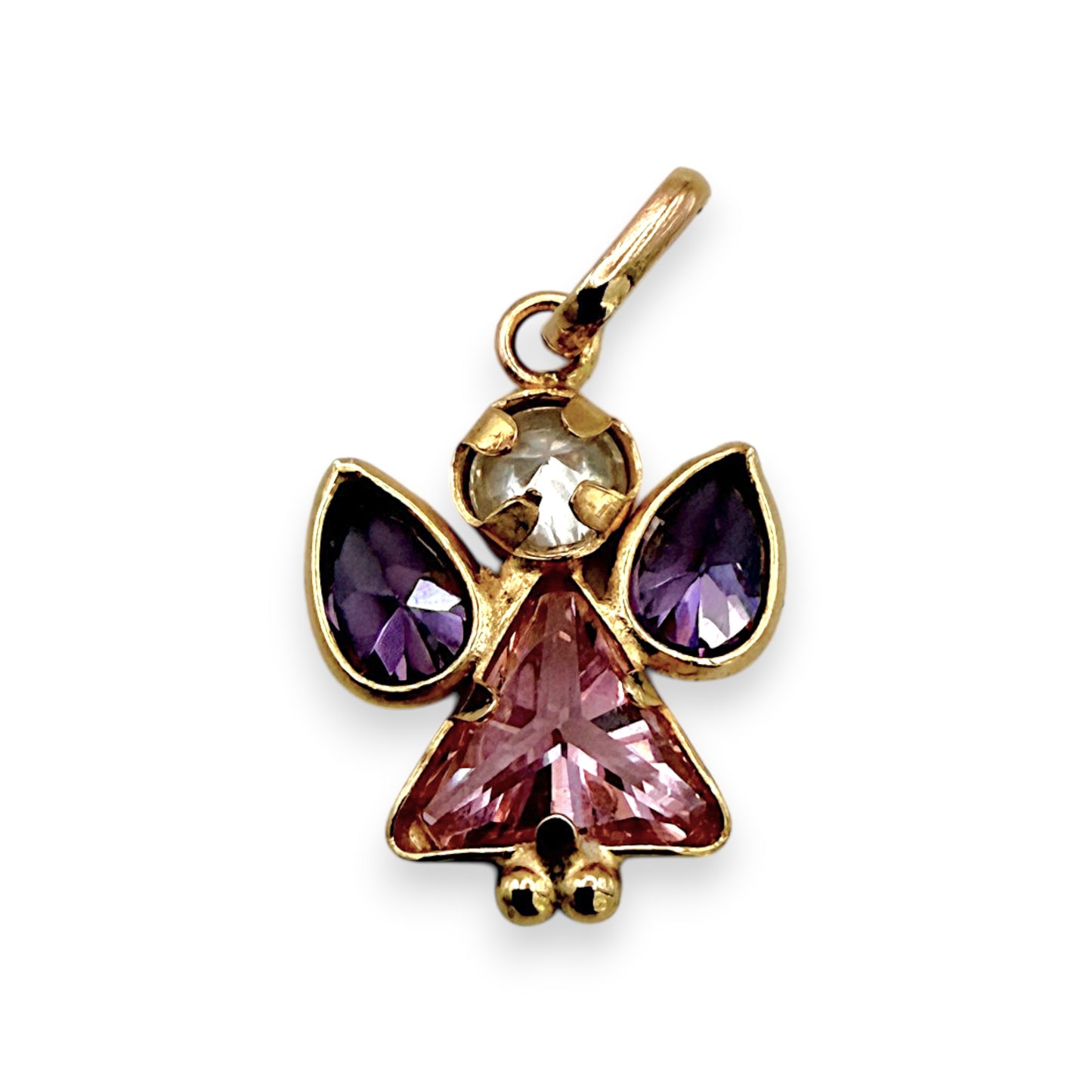 BRAND NEW | 9ct Gold Golden Guardian Angel CZ Pendant / Charm