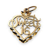 BRAND NEW | 9ct Gold Artisan Heart Charm/Pendant - Sweet 16