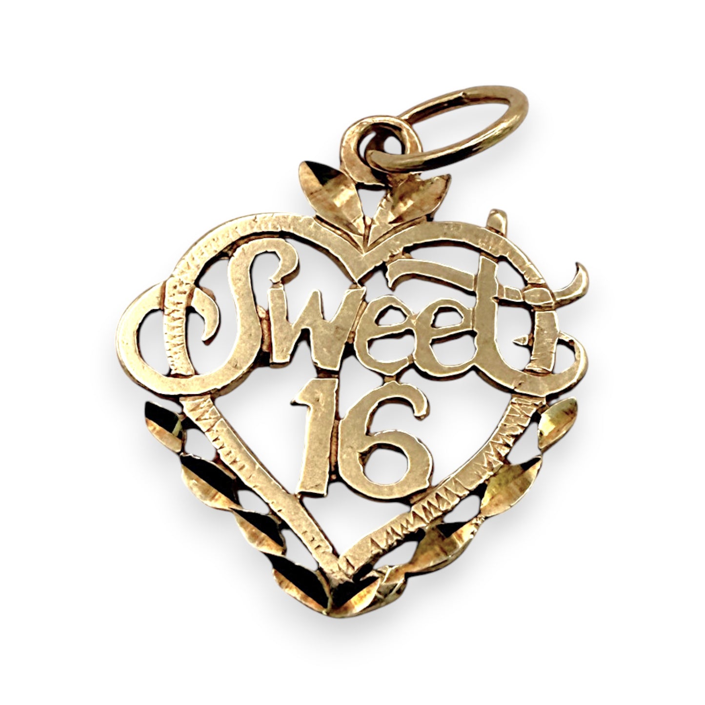 BRAND NEW | 9ct Gold Artisan Heart Charm/Pendant - Sweet 16