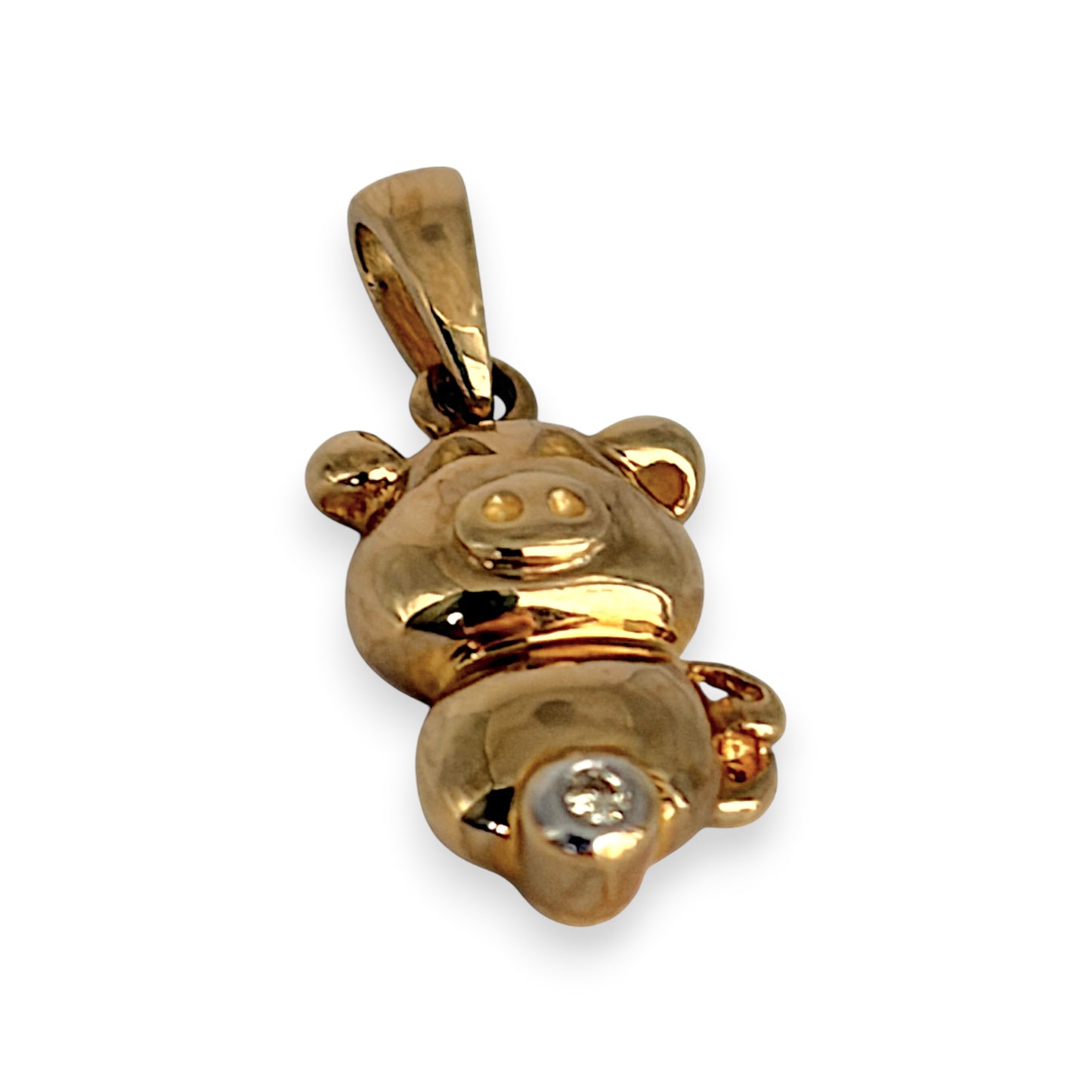 BRAND NEW | 9ct Gold Golden Fortune Pig Pendant with Natrual Diamond