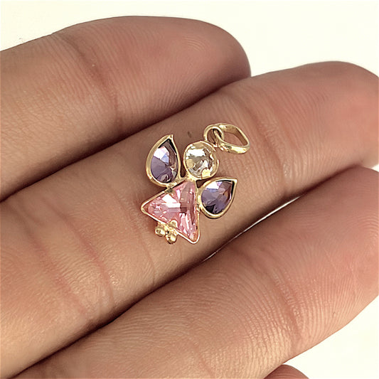 BRAND NEW | 9ct Gold Golden Guardian Angel CZ Pendant / Charm