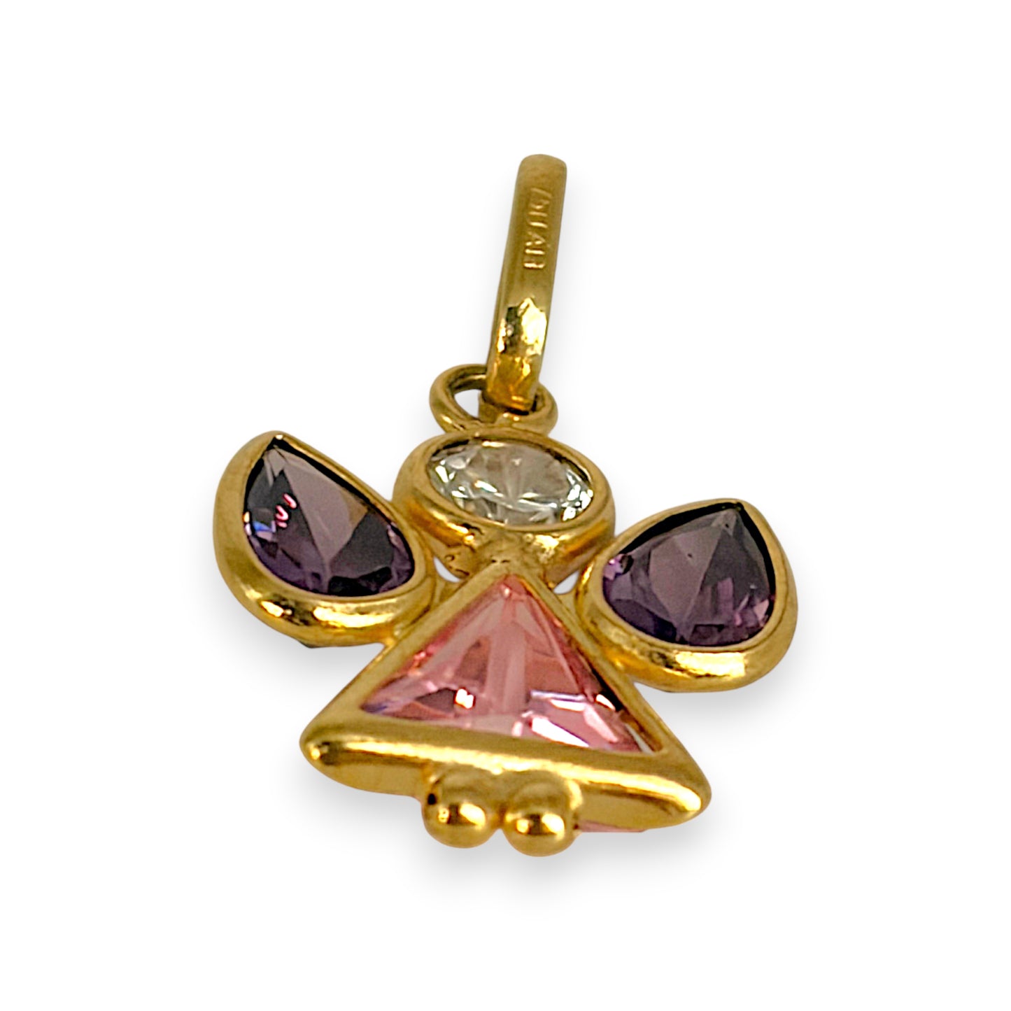BRAND NEW | 9ct Gold Golden Guardian Angel CZ Pendant / Charm