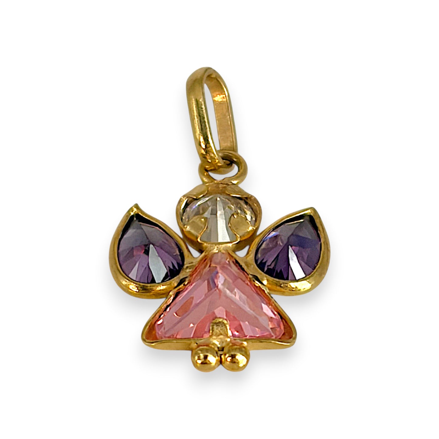 BRAND NEW | 9ct Gold Golden Guardian Angel CZ Pendant / Charm