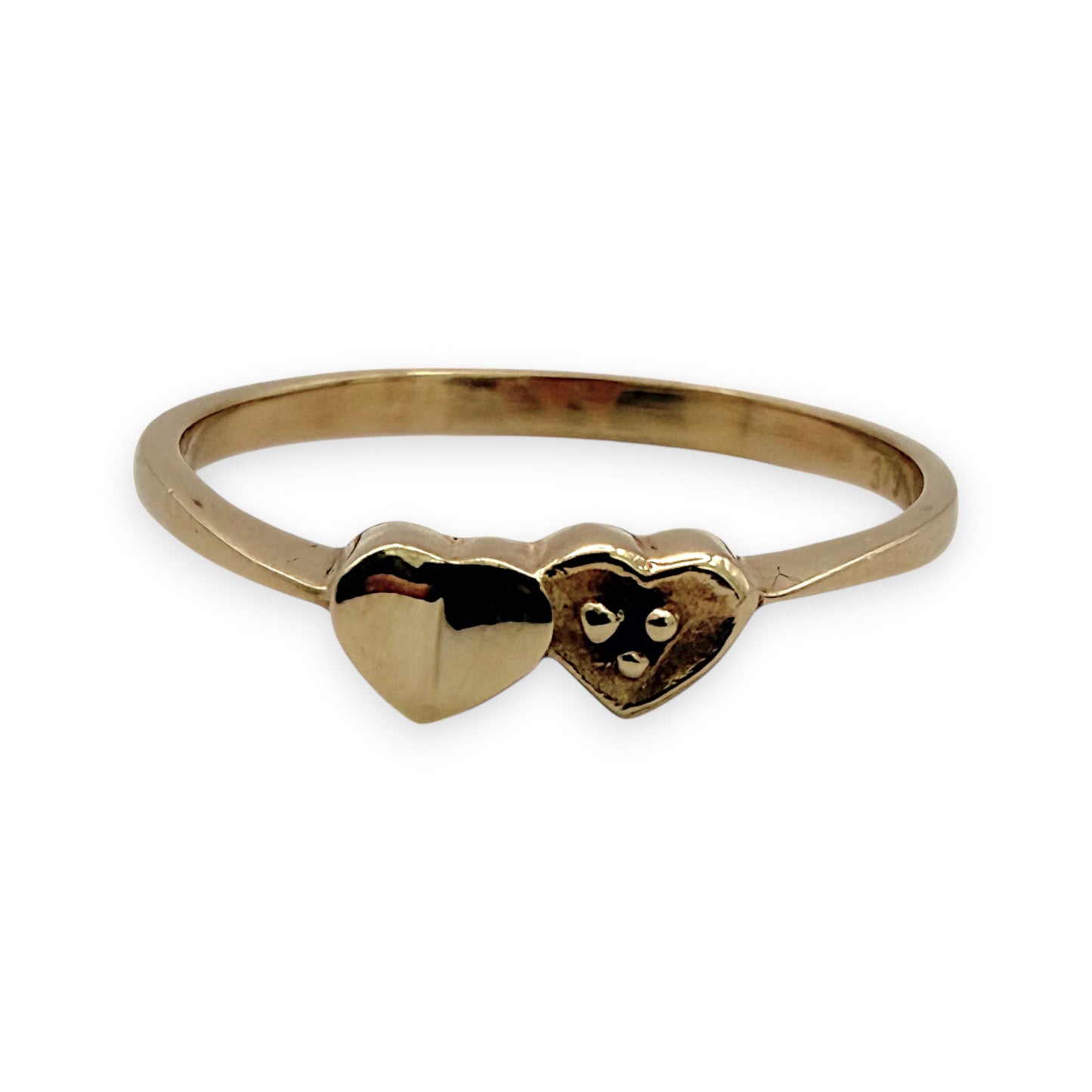 NZGD | 9ct Gold Twin‑Heart Petite Motif Ring Size O