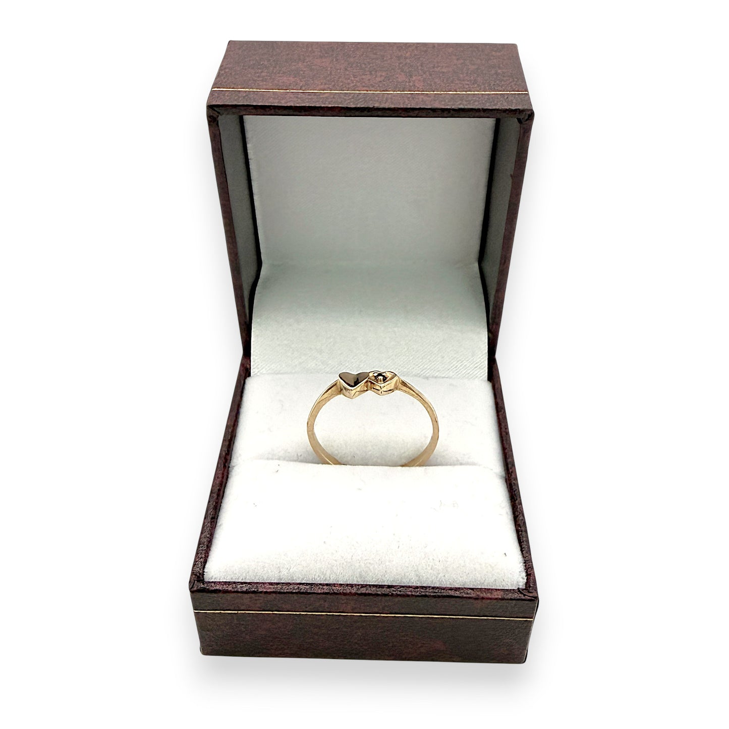 NZGD | 9ct Gold Twin‑Heart Petite Motif Ring Size O