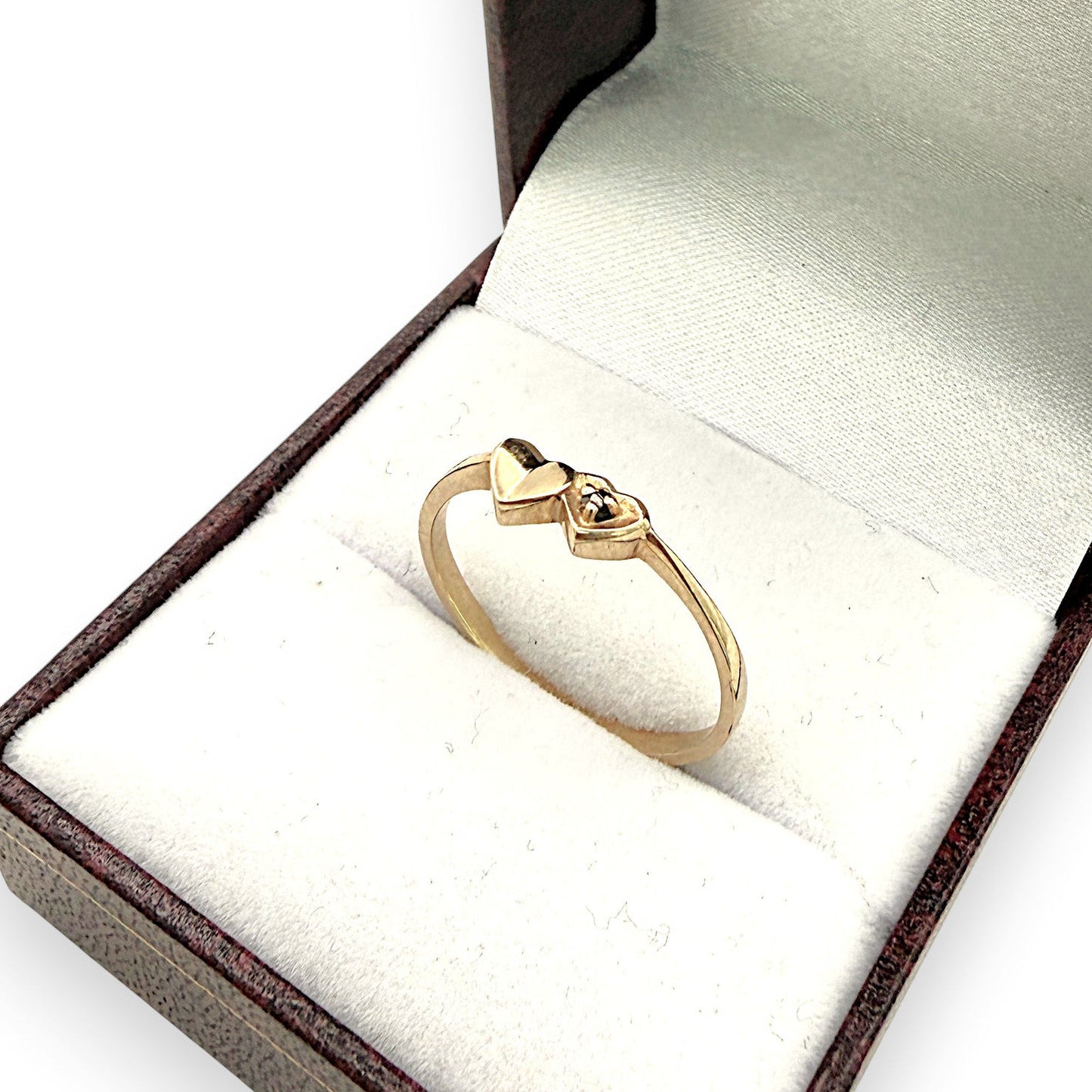 NZGD | 9ct Gold Twin‑Heart Petite Motif Ring Size O