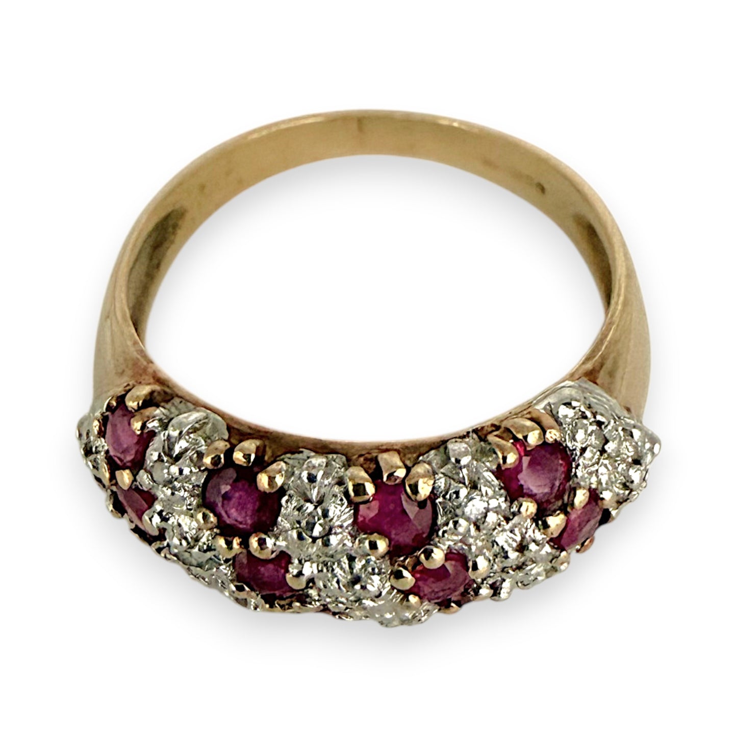 NZGD | 9ct Gold Ruby Harmony Ring Size P 1/2