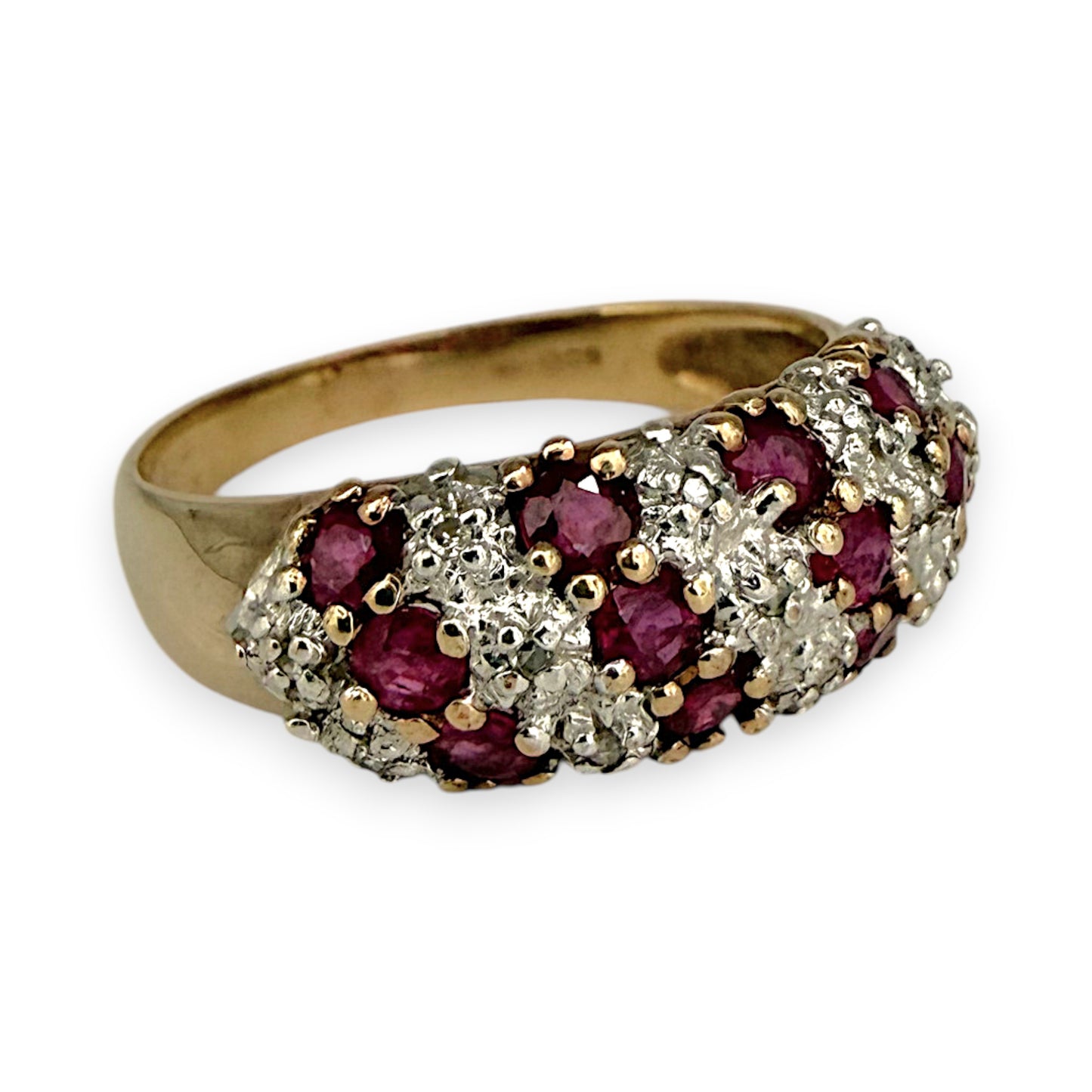 NZGD | 9ct Gold Ruby Harmony Ring Size P 1/2