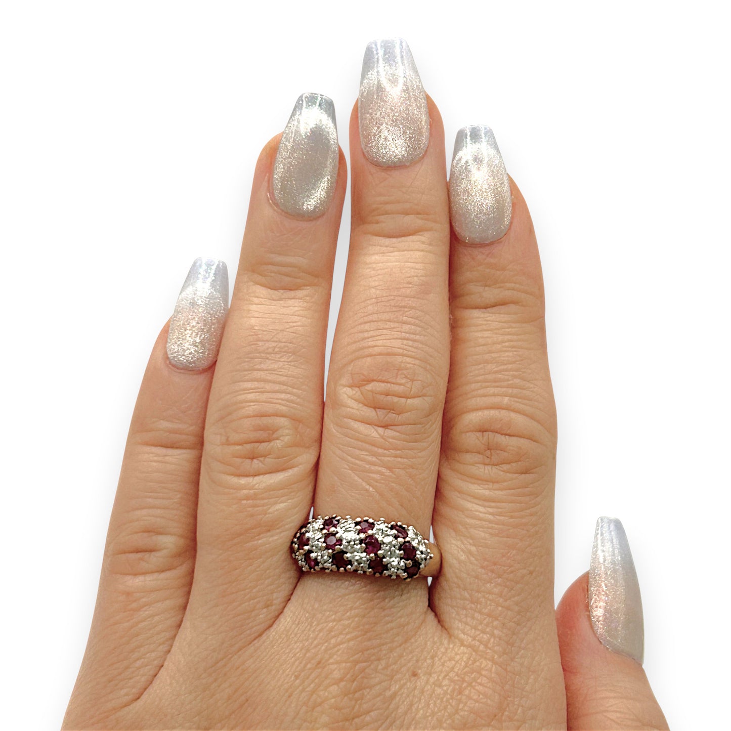 NZGD | 9ct Gold Ruby Harmony Ring Size P 1/2