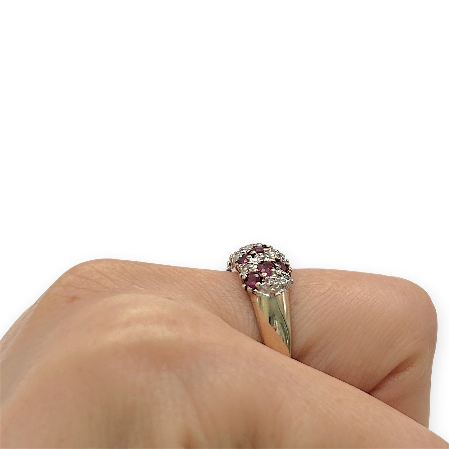 NZGD | 9ct Gold Ruby Harmony Ring Size P 1/2