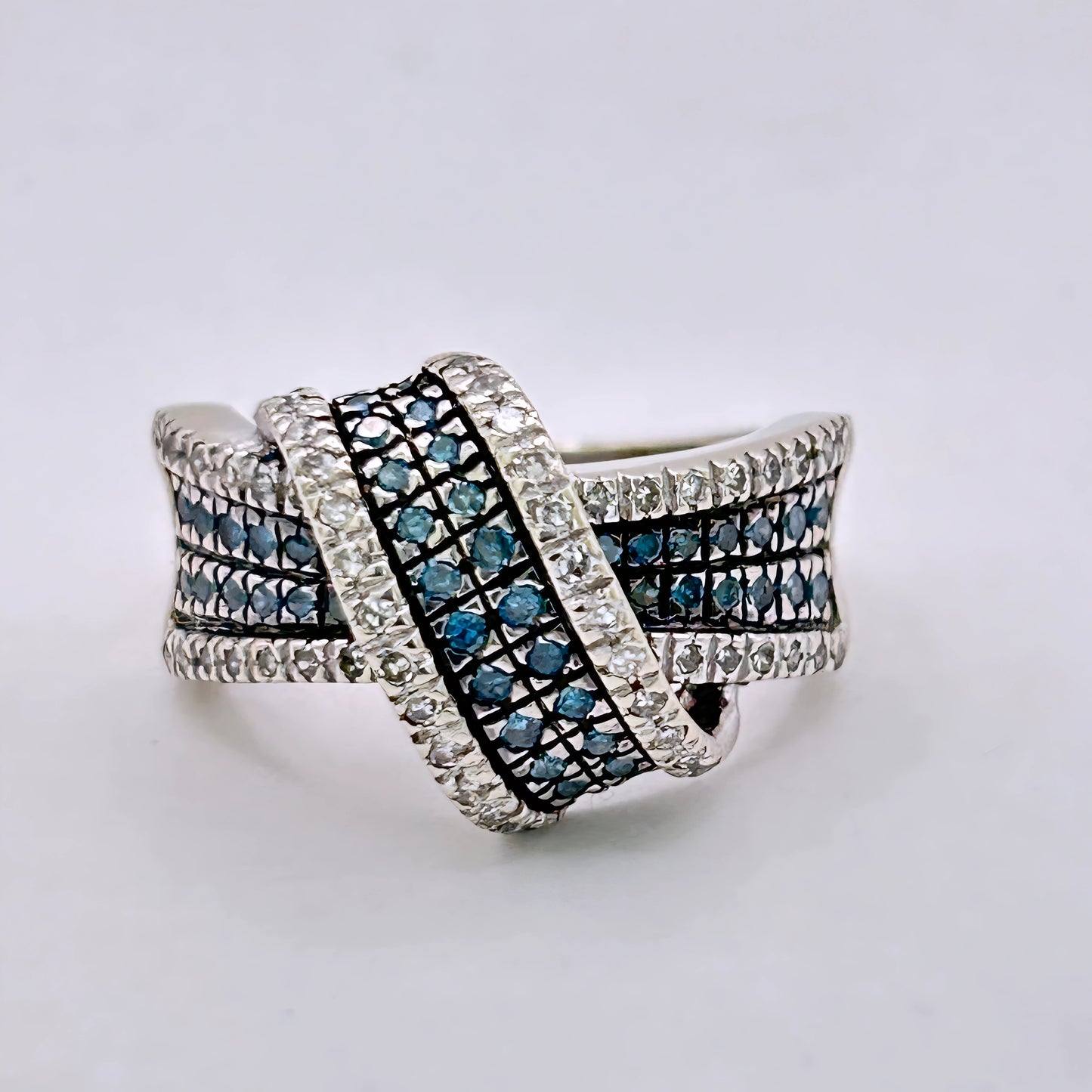NZGD | 10ct White Gold Midnight Opulence Blue Diamond Ring Valuation $3,300