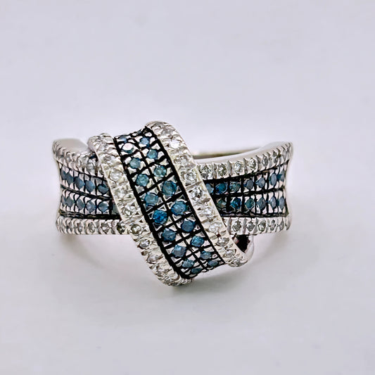 NZGD | 10ct White Gold Midnight Opulence Blue Diamond Ring Valuation $3,300