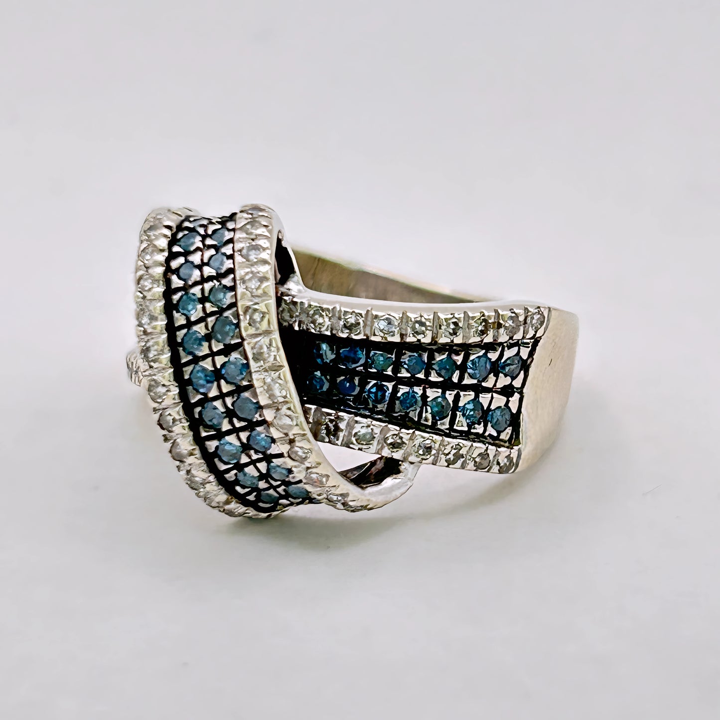 NZGD | 10ct White Gold Midnight Opulence Blue Diamond Ring Valuation $3,300