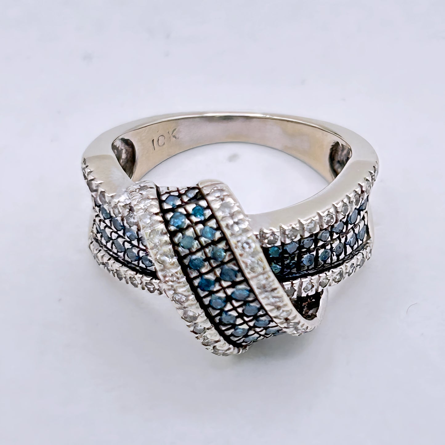 NZGD | 10ct White Gold Midnight Opulence Blue Diamond Ring Valuation $3,300