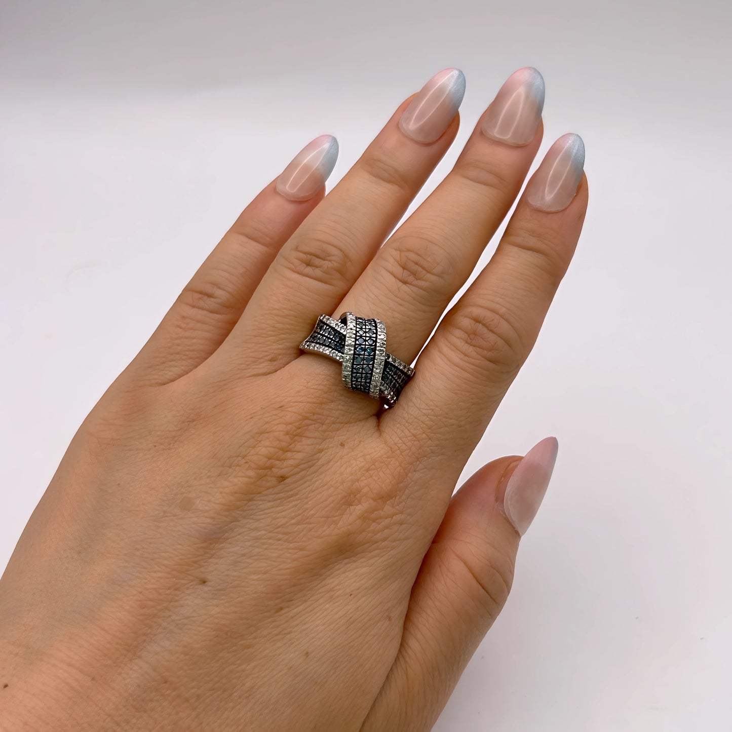 NZGD | 10ct White Gold Midnight Opulence Blue Diamond Ring Valuation $3,300