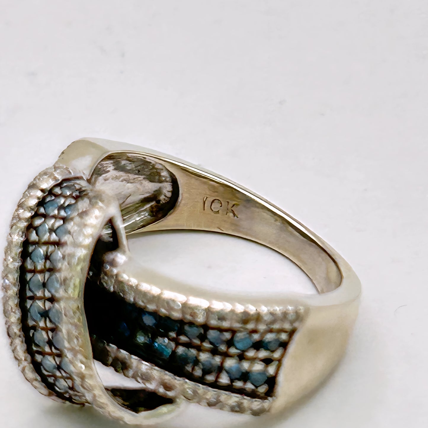 NZGD | 10ct White Gold Midnight Opulence Blue Diamond Ring Valuation $3,300