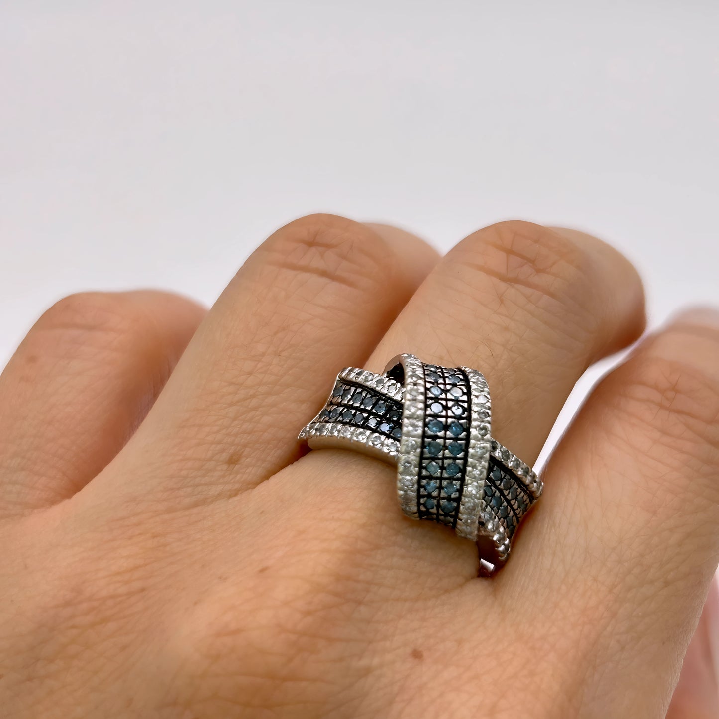 NZGD | 10ct White Gold Midnight Opulence Blue Diamond Ring Valuation $3,300