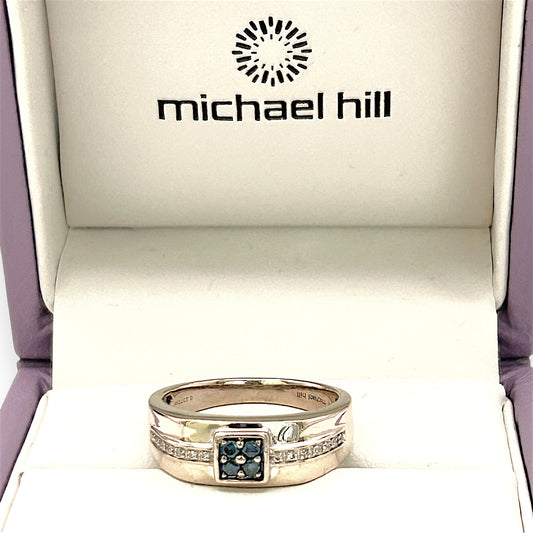 NZGD | 10ct (10K) Gold MHJ Vivid Azure Diamond Ring Valuation $3,500