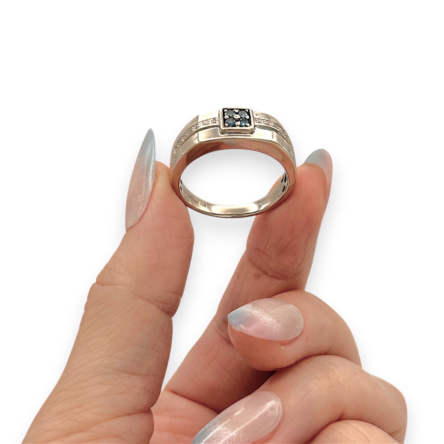 NZGD | 10ct (10K) Gold MHJ Vivid Azure Diamond Ring Valuation $3,500