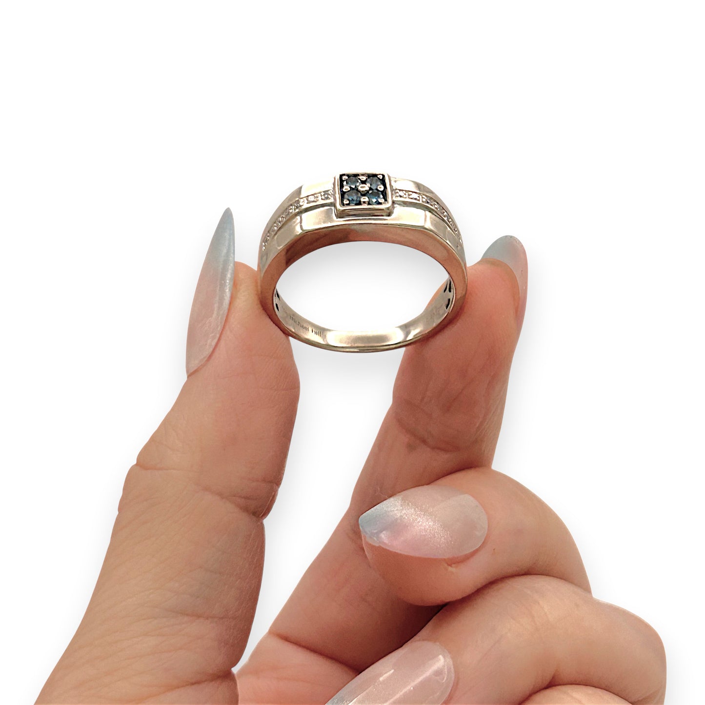 NZGD | 10ct (10K) Gold MHJ Vivid Azure Diamond Ring Valuation $3,500