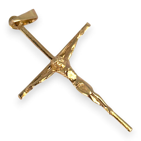 9ct Gold Crucifix Cross Sleek Pendant. R # 346
