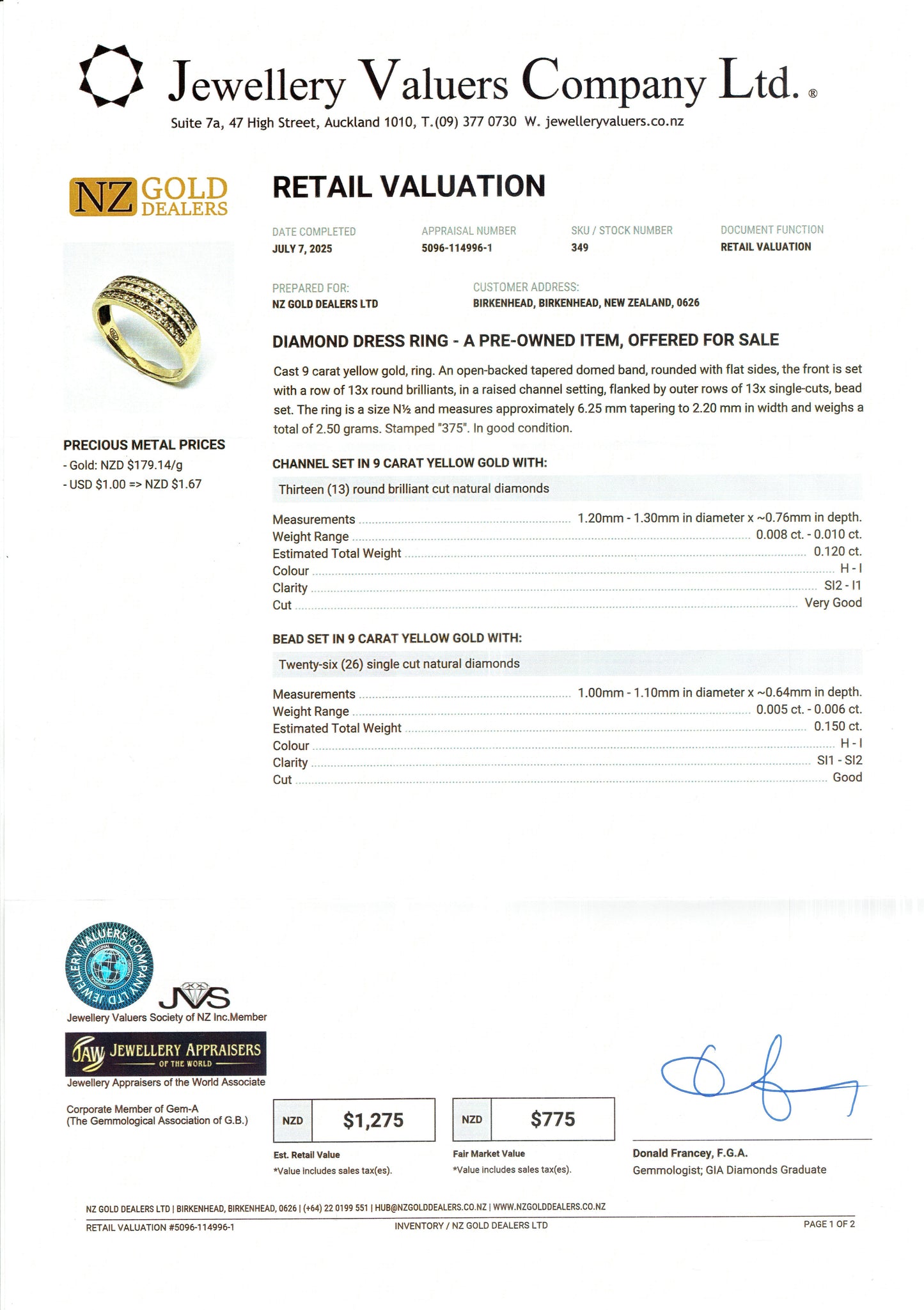 GOLD DEAL | FLASH SALE 9ct (9K) Gold Marquise Diamond Ring TDW 0.50ct Valuation $1,950