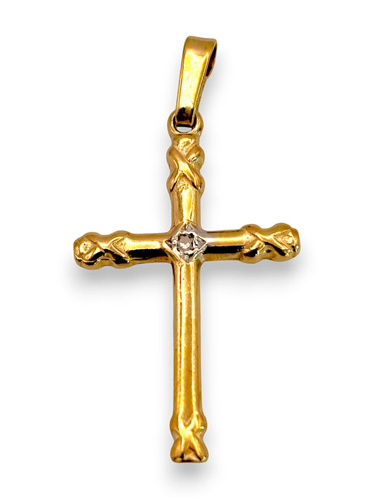 9ct Gold Round X Cross Pendant. R # 350