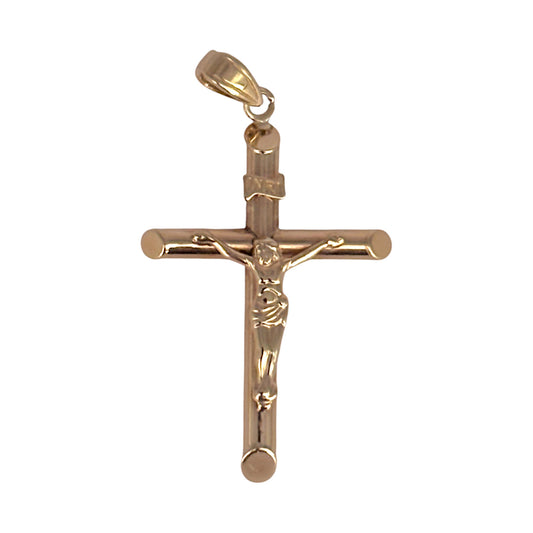 9ct Gold Rounded Crucifix Cross Light Weight Pendant. R # 354