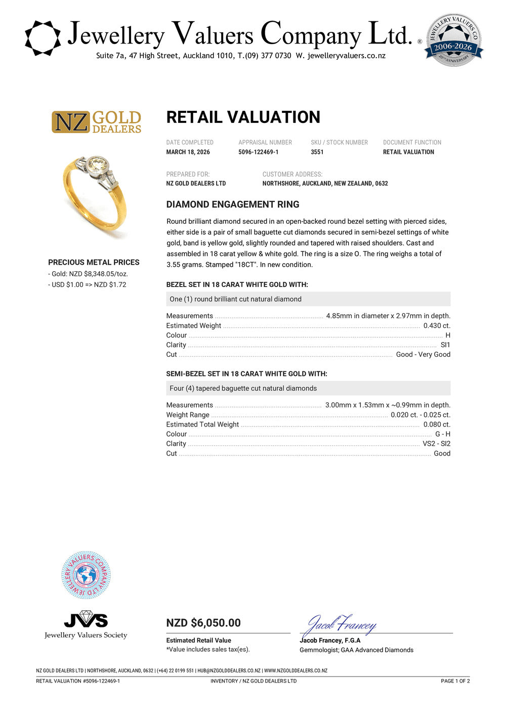 BRAND NEW | 18ct Gold Ring Y/W Gold Trilight Diamond Ring Valuation $6,050