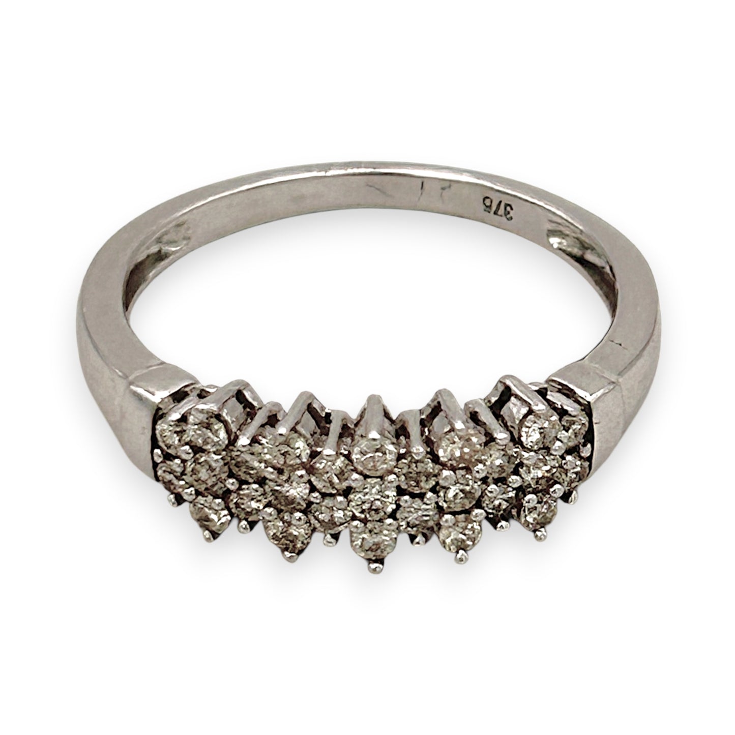 BRAND NEW | 9ct White Gold Ring - Snowlit Diamond Row Band