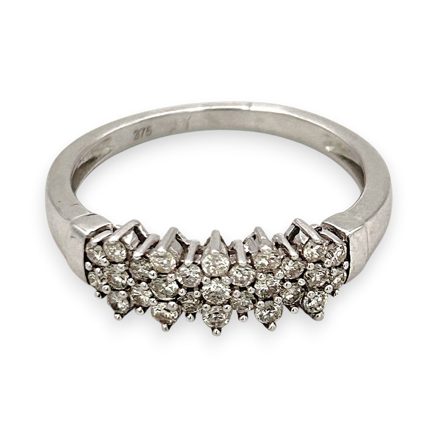 BRAND NEW | 9ct White Gold Ring - Snowlit Diamond Row Band