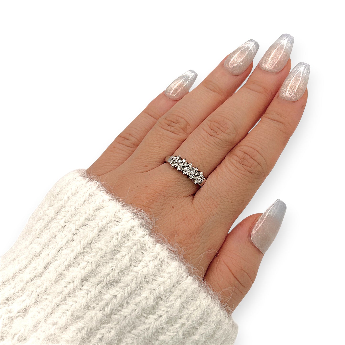 BRAND NEW | 9ct White Gold Ring - Snowlit Diamond Row Band