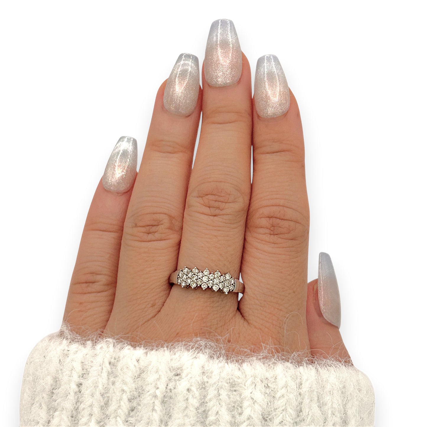 BRAND NEW | 9ct White Gold Ring - Snowlit Diamond Row Band