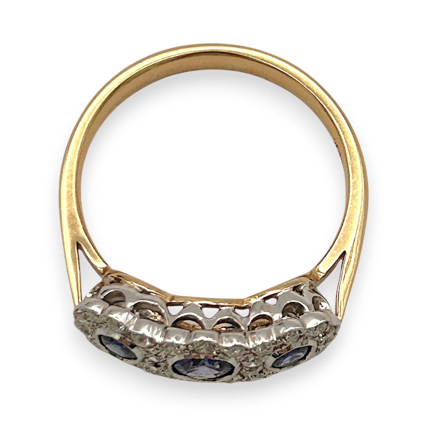 BRAND NEW | 18ct Y/W Gold Sapphire Trinity Ring Valuation $5,800