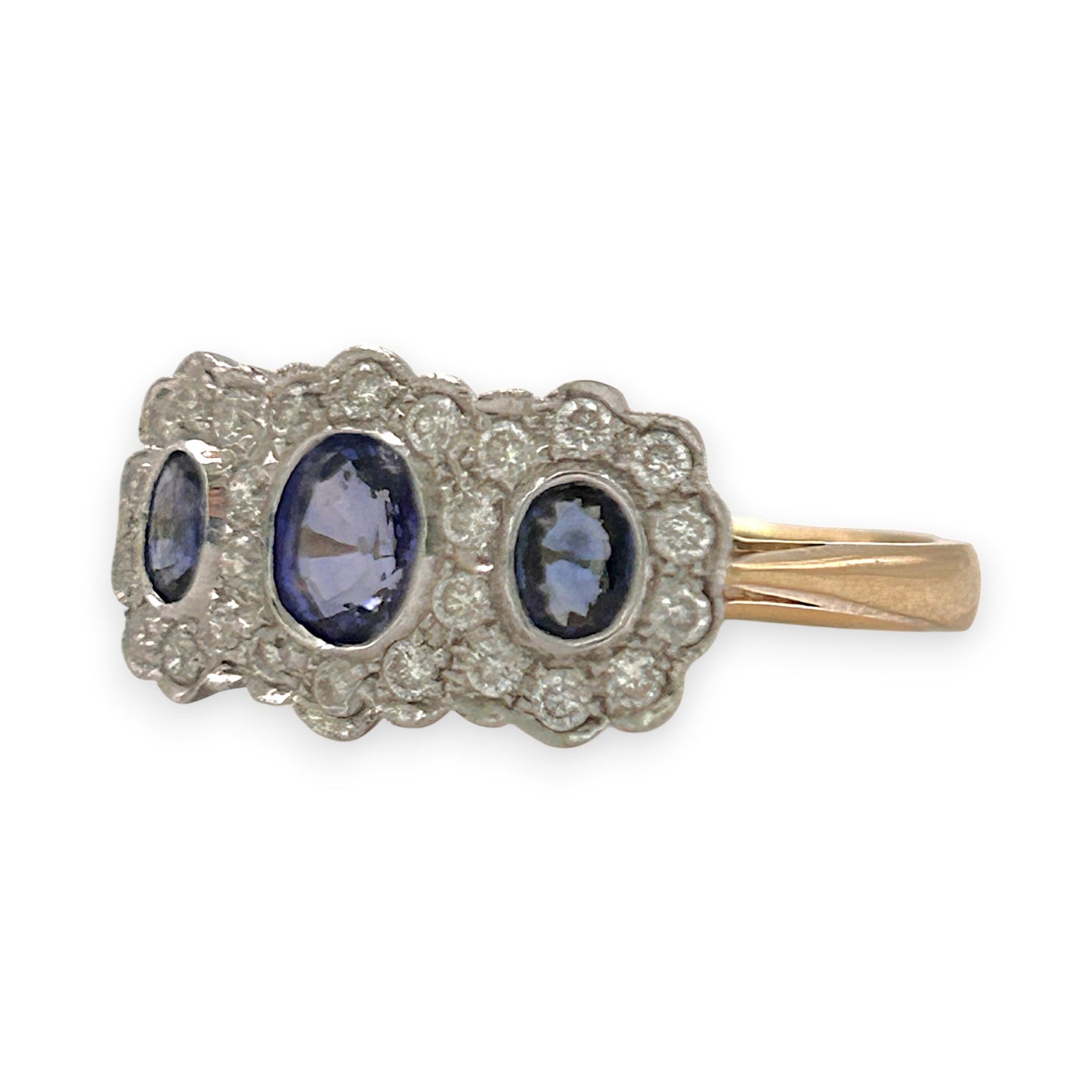 BRAND NEW | 18ct Y/W Gold Sapphire Trinity Ring Valuation $5,800