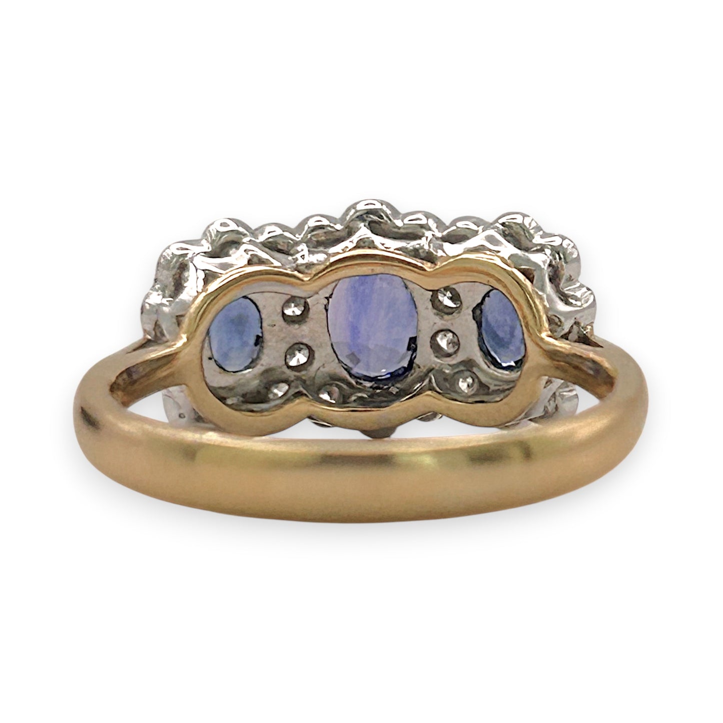 BRAND NEW | 18ct Y/W Gold Sapphire Trinity Ring Valuation $5,800