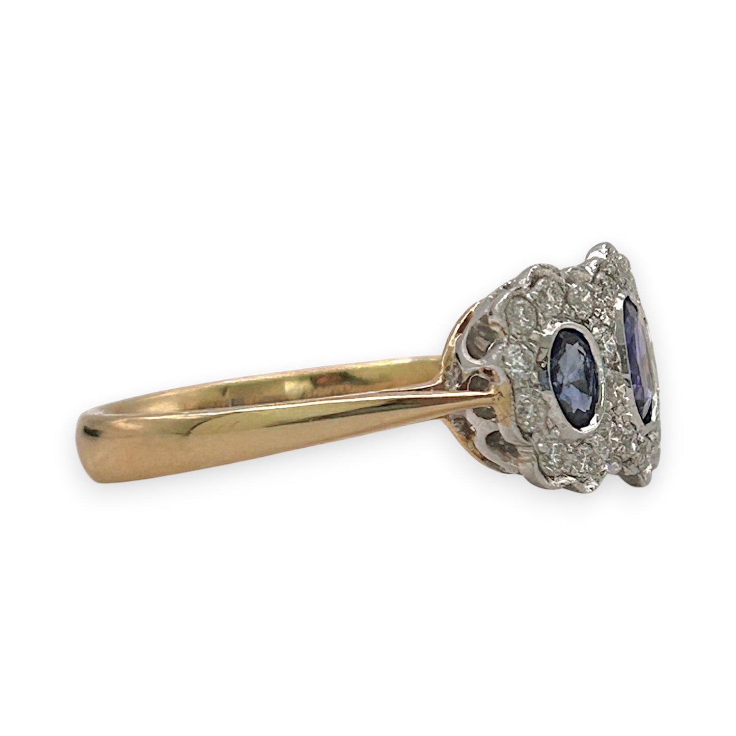 BRAND NEW | 18ct Y/W Gold Sapphire Trinity Ring Valuation $5,800