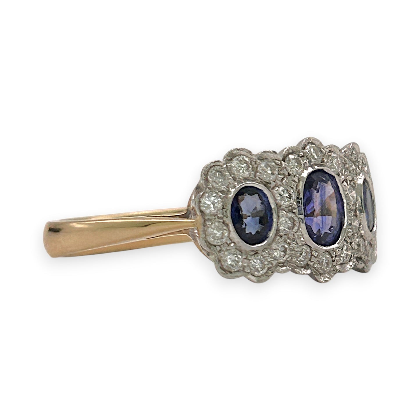 BRAND NEW | 18ct Y/W Gold Sapphire Trinity Ring Valuation $5,800